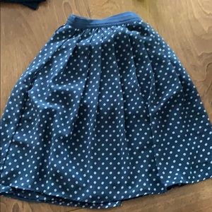 Blue and white polka dot Uniqlo skirt